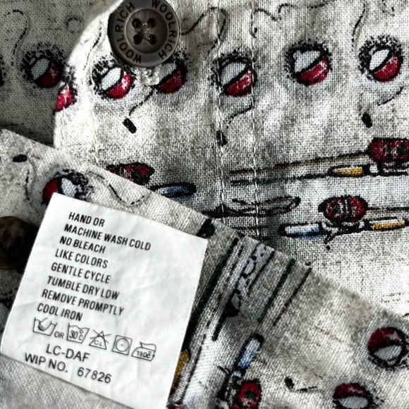Vintage Woolrich Mens L Rod and Bouy Camp Shirt Fishing All Over Print John Rich - Picture 9 of 16